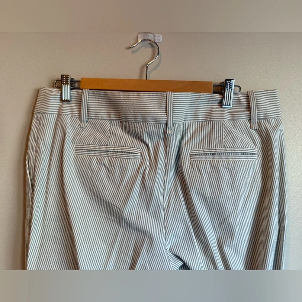 J Crew Women's 10 Seersucker Pants Striped City Fit Beach coastal Preppy Travel‎